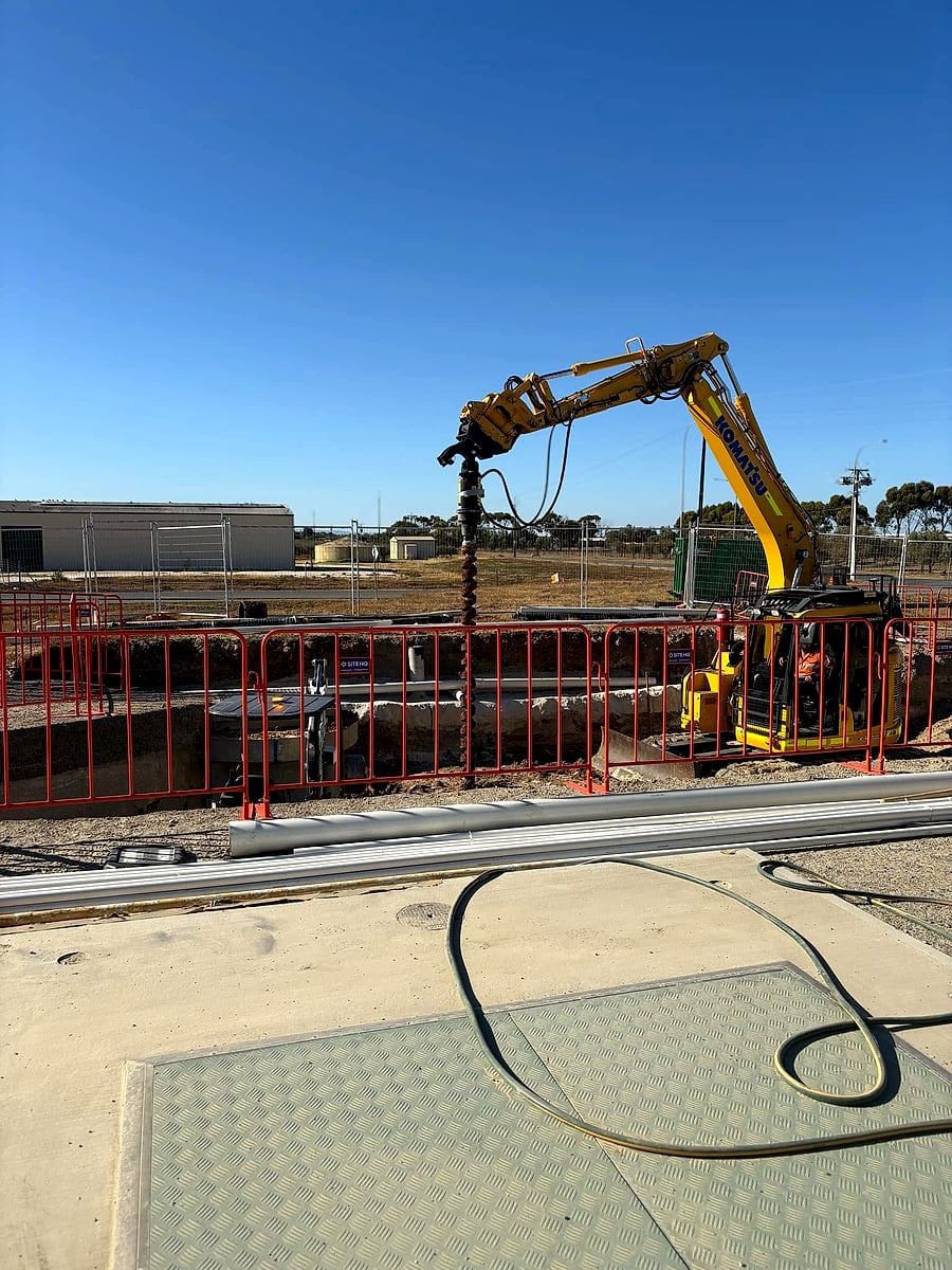 Lucas Industries excavator on a water infrastructure site